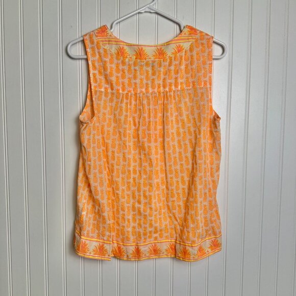 Vineyard Vines orange pineapple print sleeveless top size small C49 - Picture 5 of 5